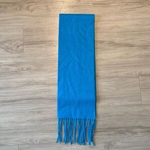 Teal Blue Cashmere Scarf with Fringe